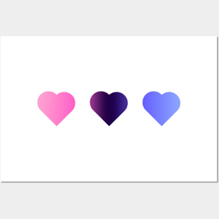 Bi+ Hearts Omnisexual Flag (Horizontal Gradient Trio) Posters and Art